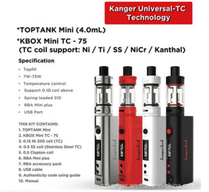 Colorful Universal Kanger E-Cigarette Starter Kit Topbox Mini